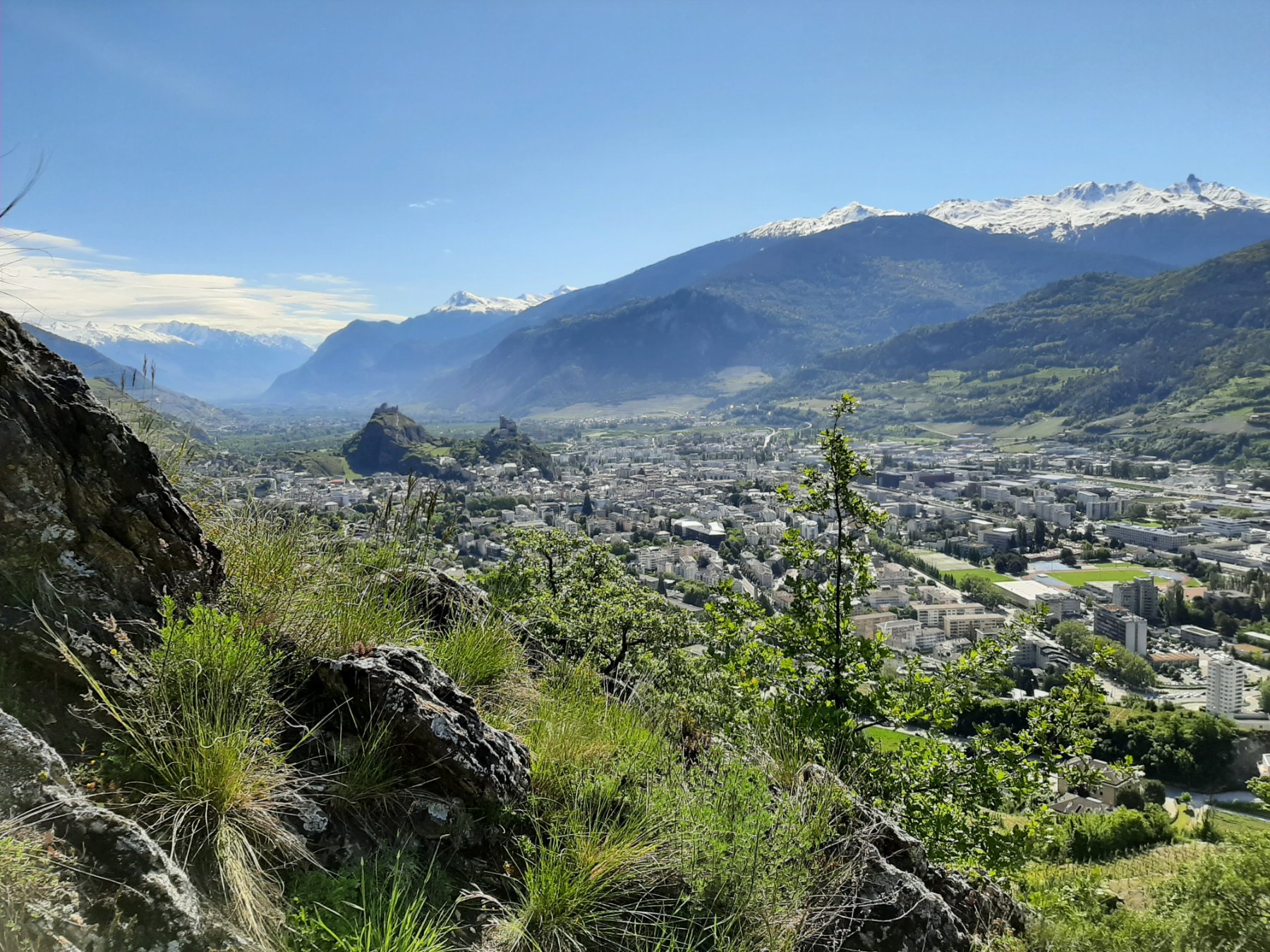 La ville de Sion, vue depuis la colline de Montorge